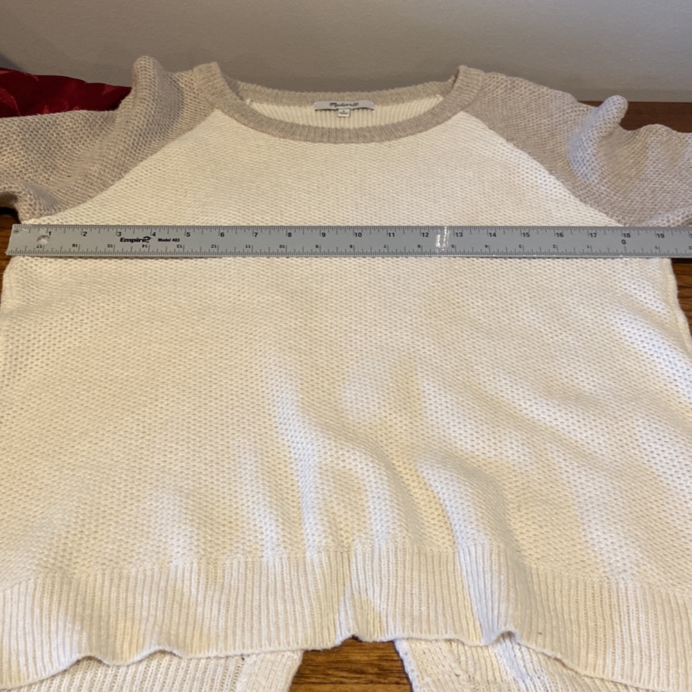 Madewell Womens Waffle split back sweater Size S pretty beige & tan Gently worn - Picture 10 of 12